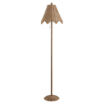 Tybee 60.5" Traditional Coastal Rattan Scalloped LED Floor Lamp